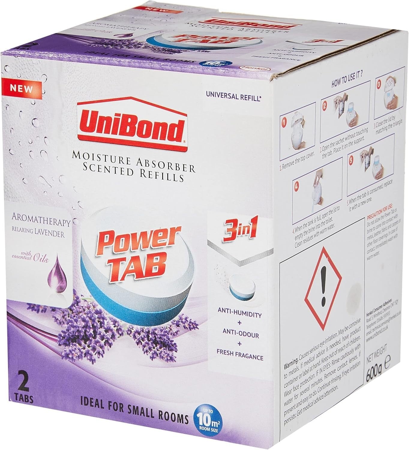UniBond Pearl Moisture Absorber Refill Tabs 2x300g Lavender Odour Control by UniBond