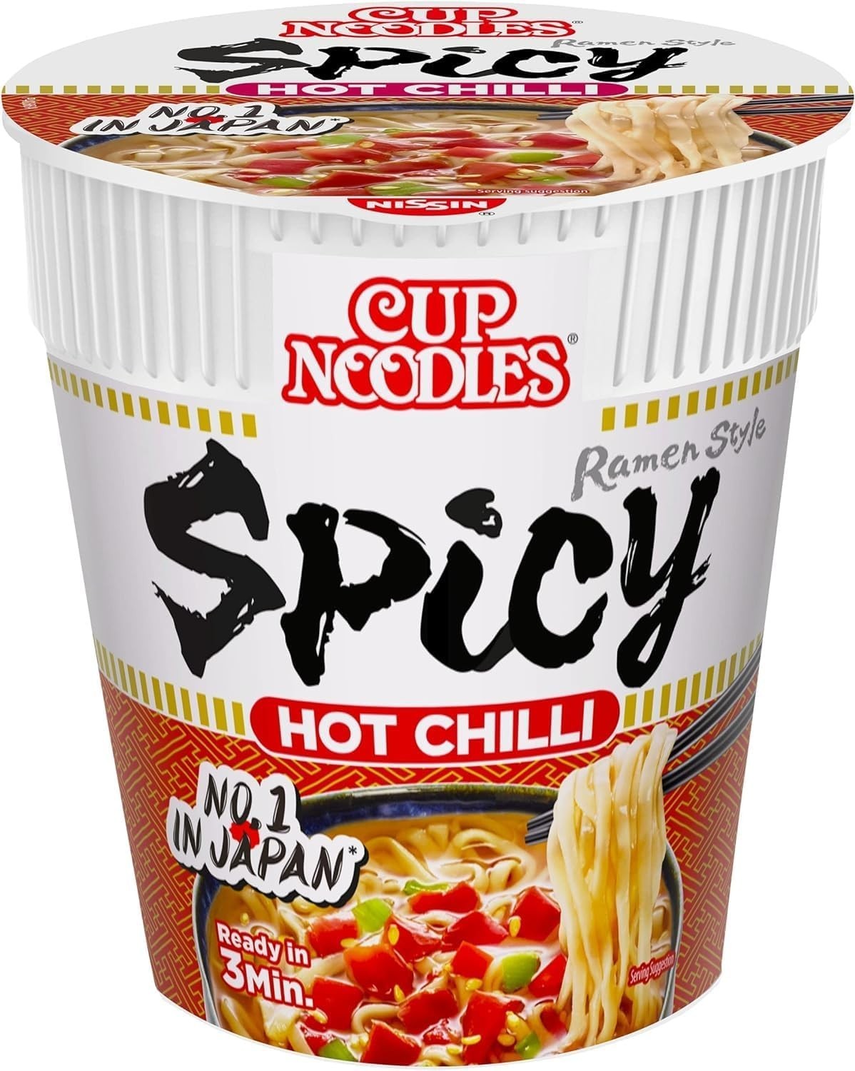 NISSIN Cup Noodles Hot Chilli Flavour 85g Pot (Pack of 7) | Instant Spicy Noodle by Nissin