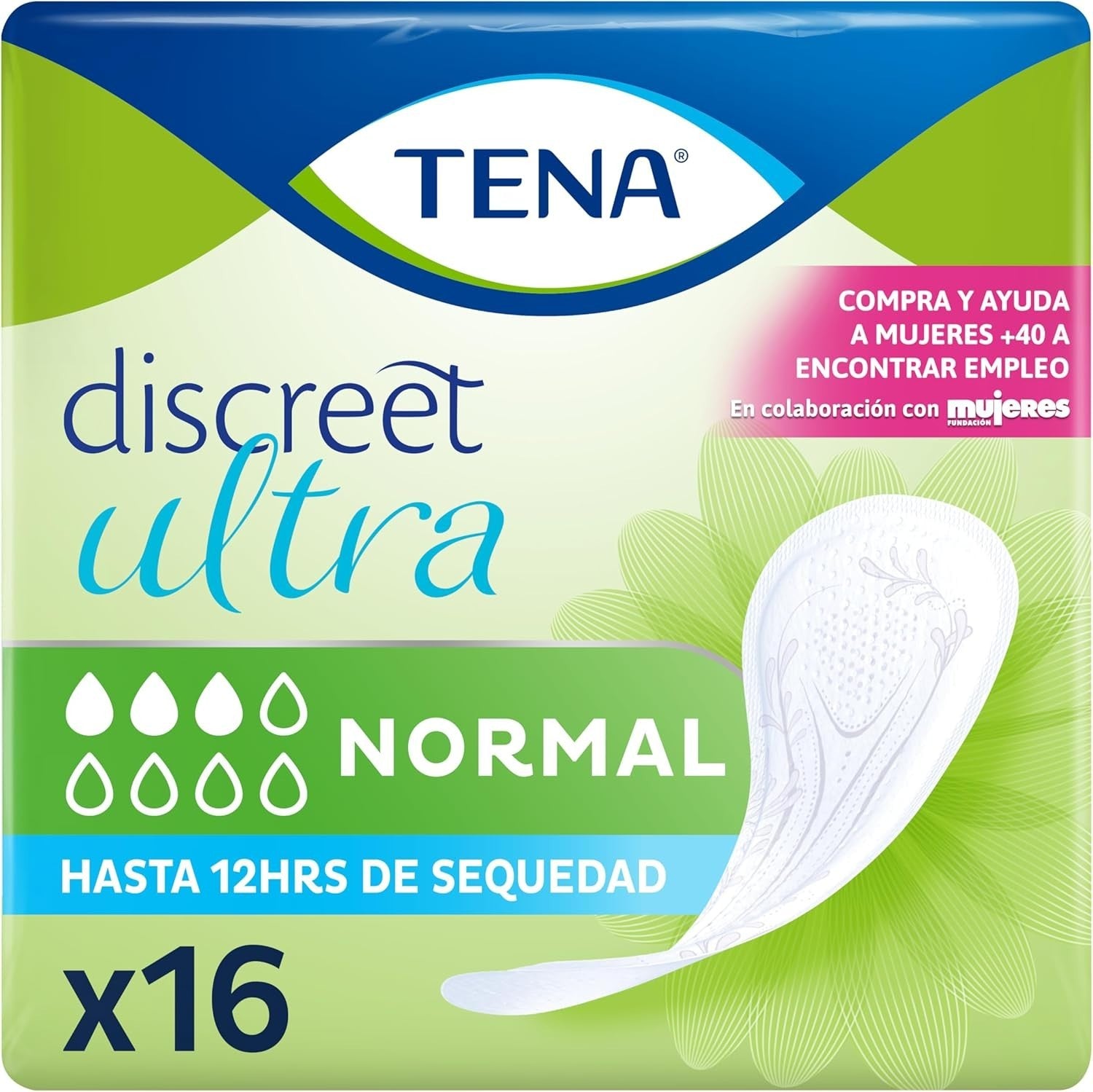 TENA Ultra Normal Discreet Pads 16 Pack Women’s Disposable Breathable Protection by Tena