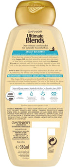 Garnier Ultimate Blends Shampoo Argan Oil Almond Cream 360ml Pack of 6 Nourish by Garnier