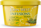 John West Infusions Tuna Lemon & Thyme 80g Cups - Pack of 12, Dolphin Safe by John West