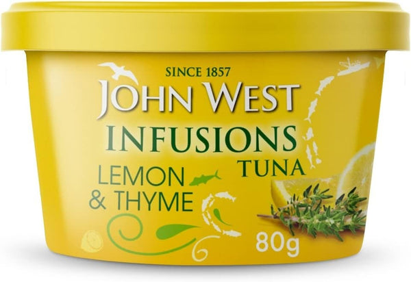 John West Infusions Tuna Lemon & Thyme 80g Cups - Pack of 12, Dolphin Safe
