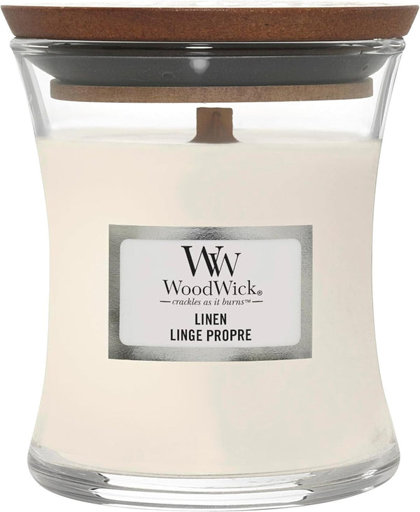WoodWick Linen Mini Hourglass Scented Candle with Crackling Wick 20hr Burn