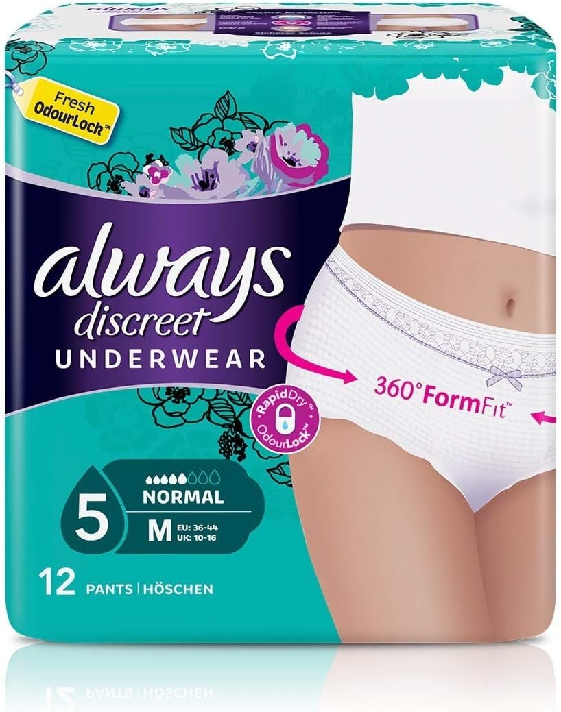 Always Discreet Pants Women Size M, 24 Count | Incontinence Underwear by Always Discreet