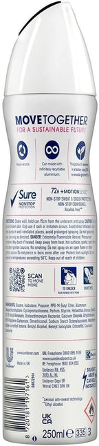Sure Antiperspirant 72H Cotton Dry Body Spray 250ml | Alcohol-Free | Pack of 12 by SURE