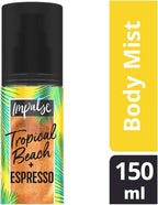 6x Impulse Tropical Beach + Espresso Body Mist Spray 150ml – Fresh Fragrance by Impulse