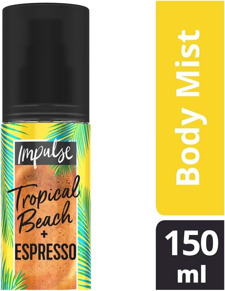 6x Impulse Tropical Beach + Espresso Body Mist Spray 150ml – Fresh Fragrance by Impulse