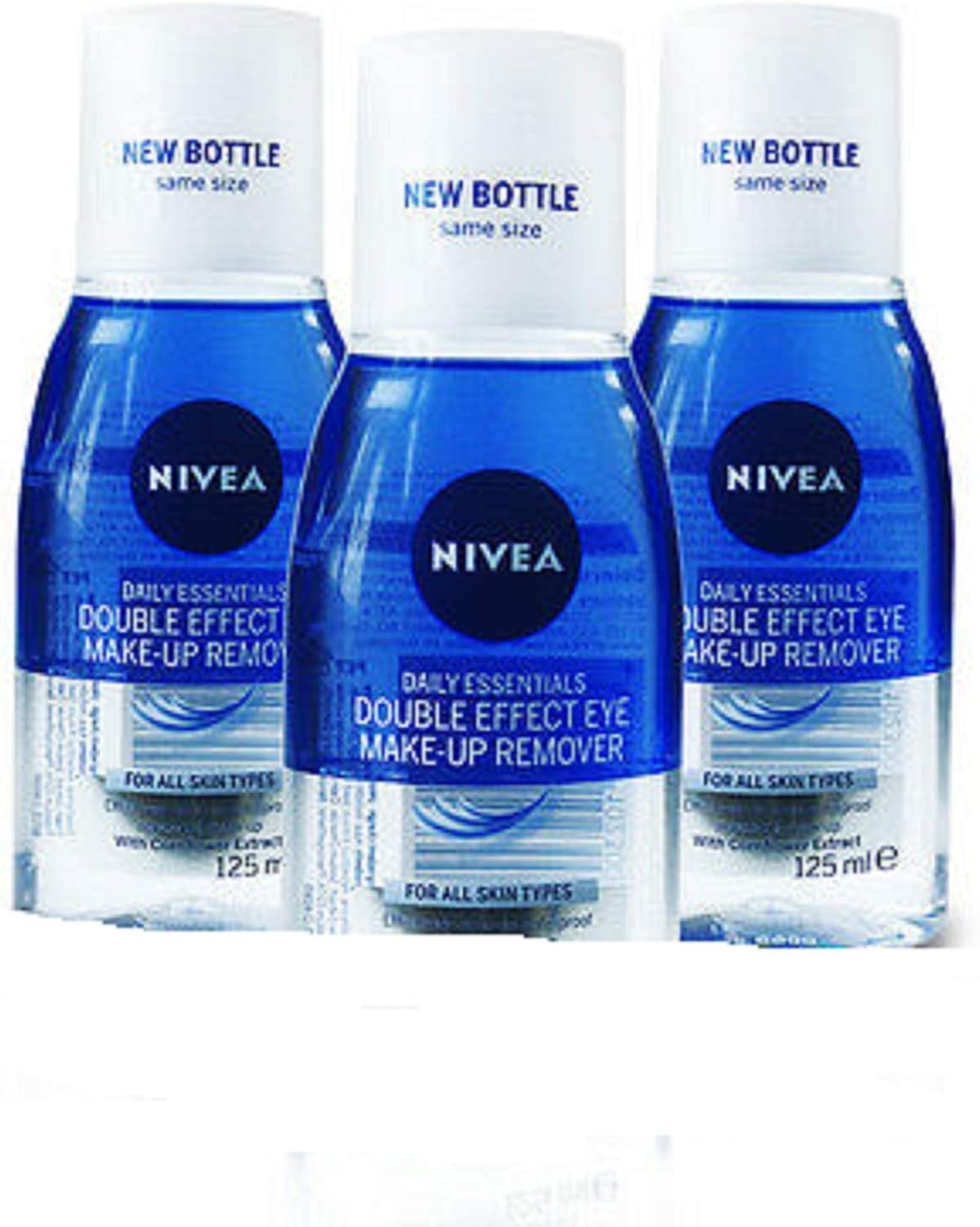 NIVEA Eye Make-Up Remover Double Effect 125ml Pack of 3 Gentle Cleanser by NIVEA