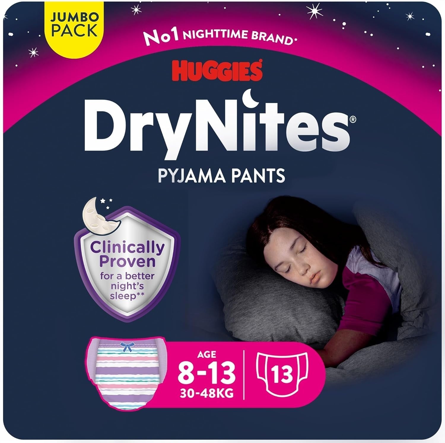 Huggies DryNites 8-15 Years Nightwear –26 Pants (2 x 13 Pack) –Absorbent & Comfy by Huggies