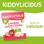 Kiddylicious Strawberry & Banana Yoghurt Pouches 3x4 Pack | Babies 6+ Months by Kiddylicious