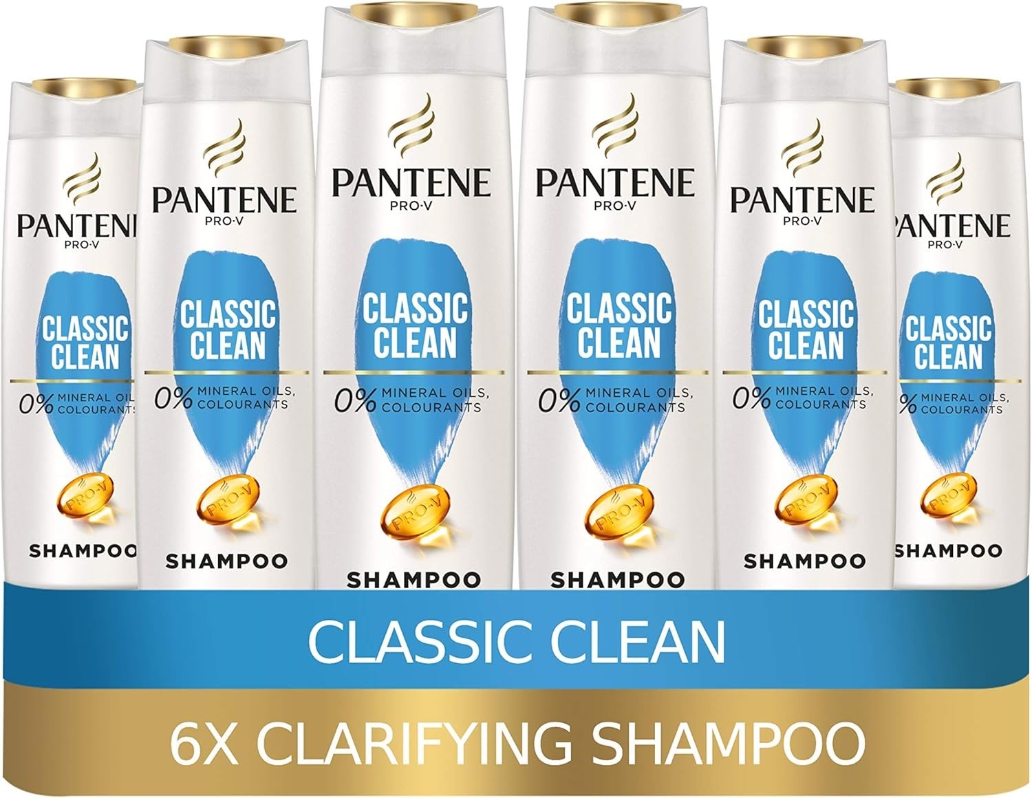 Pantene Pro-V Classic Clean Shampoo 6 x 500ml Bottles for Normal Hair Care by Pantene