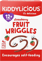 Kiddylicious Strawberry Wriggles 28 Fruit Pieces Gluten Free Kids Snack 12m+ by Kiddylicious