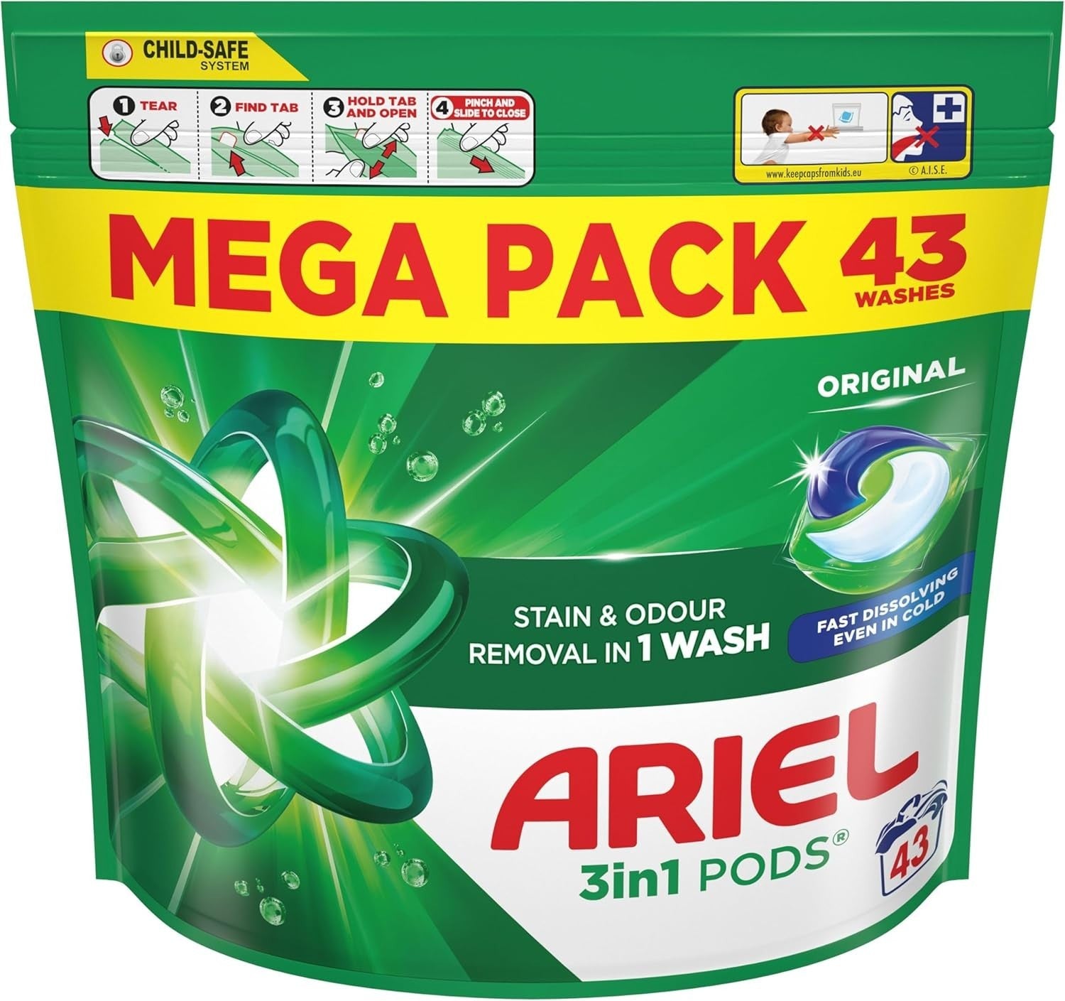 Ariel All-in-1 PODS Original Laundry Detergent 86 Wash (2x43) Stain Removal by Ariel