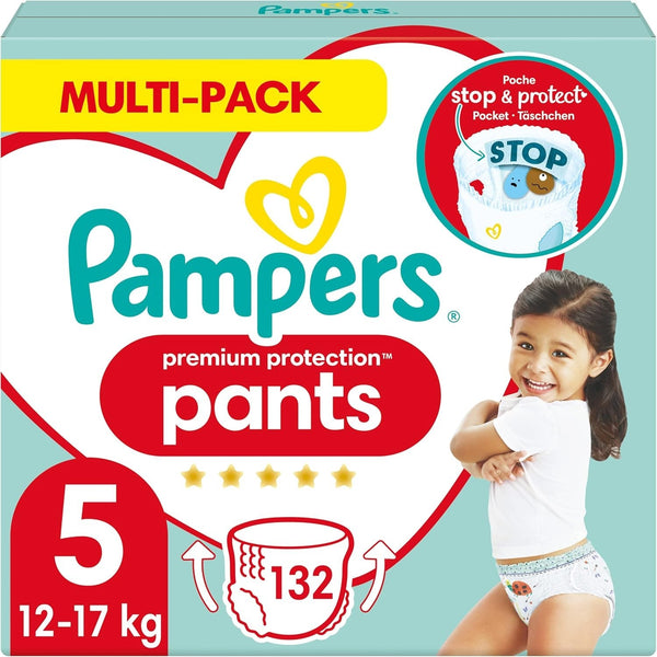 Pampers Premium Protection Disposable Pull-On Pants Size 5 | 132 Soft Breathable Nappies