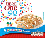 Fibre One 90 Calorie Birthday Cake Squares 5x24g | 25 Bars in Total FREEPOST UK by Fibre One