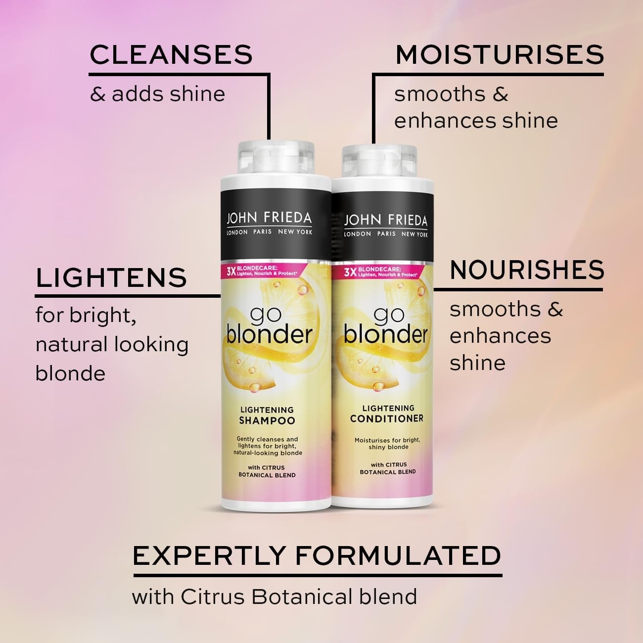 John Frieda Go Blonder Shampoo & Conditioner Duo 2x500ml Blonde Hair Care by JOHN FRIEDA