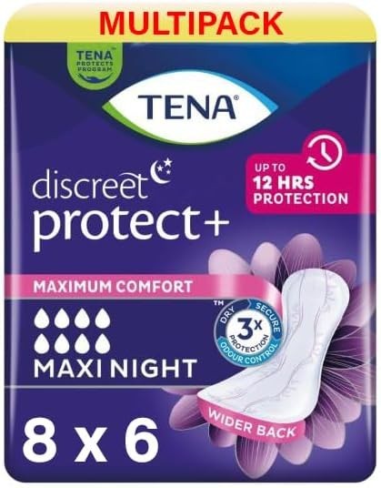 TENA Lady Discreet Maxi Night Incontinence Pads | 48 Pads | Extra Heavy