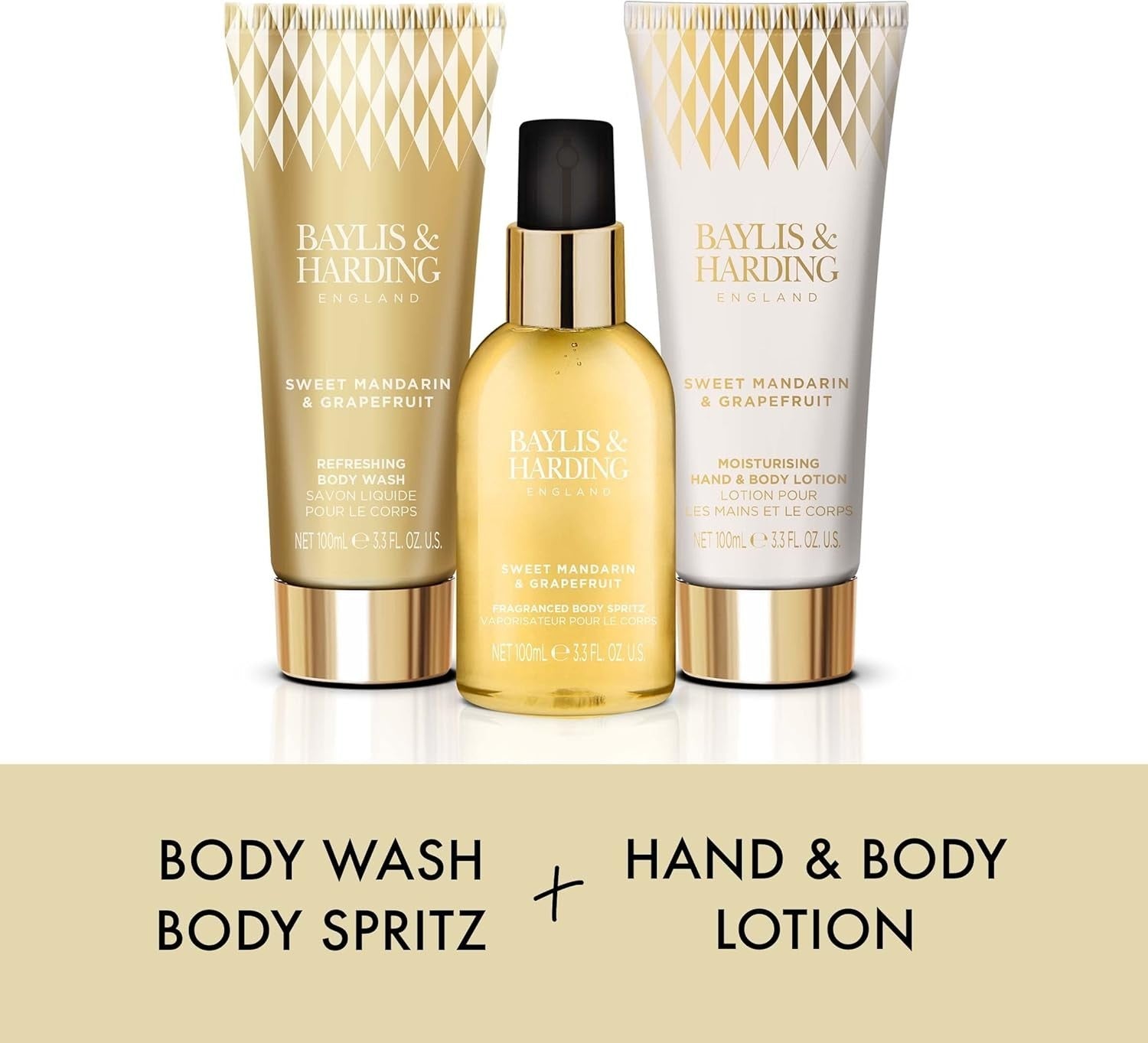 Baylis & Harding Sweet Mandarin & Grapefruit Gift Set | Vegan Body Care 3pcs by Baylis & Harding