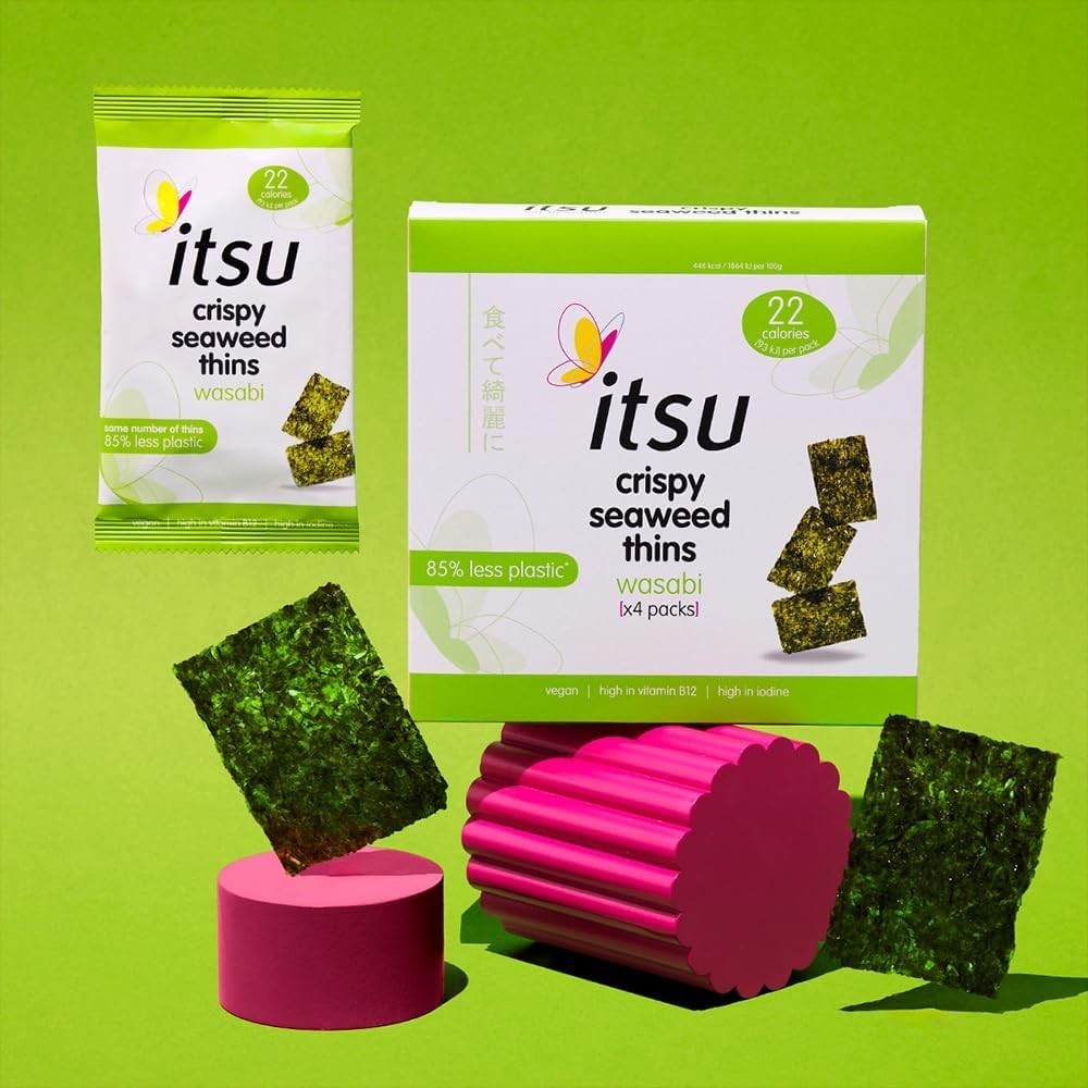 itsu Wasabi Seaweed Thins 32 Pack | Vegan Crispy Seaweed Snacks 5g Each by Thins