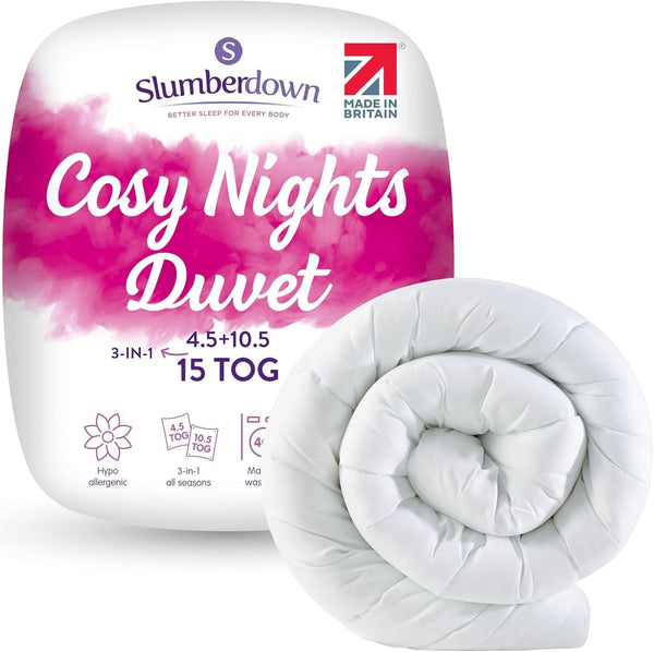 Slumberdown Cosy Nights Double Duvet 15 Tog All Seasons Quilt 200x200cm UK