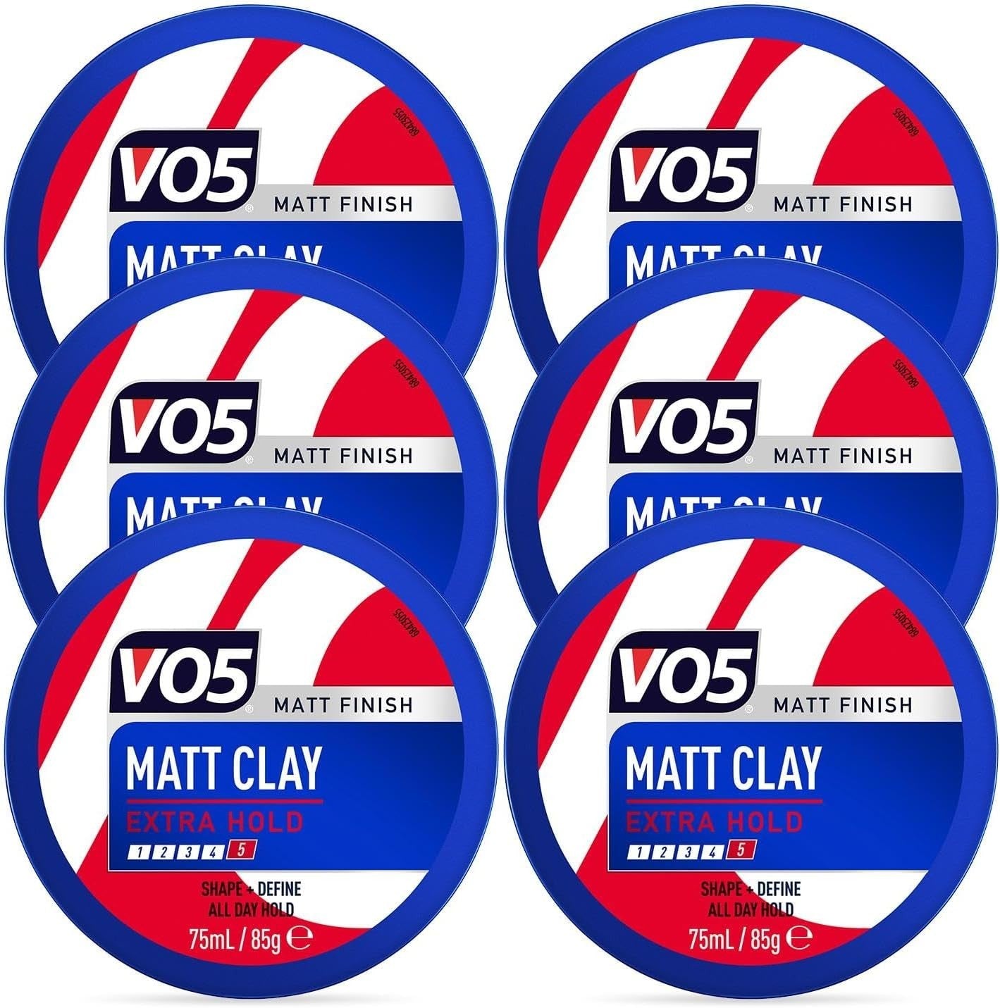 VO5 Extreme Style Matt Clay 75ml x6 | Sculpted Texture Strong Hold Matte Finish by V05