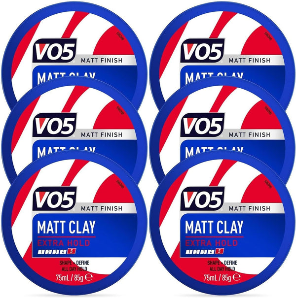 VO5 Extreme Style Matt Clay 75ml x6 | Sculpted Texture Strong Hold Matte Finish