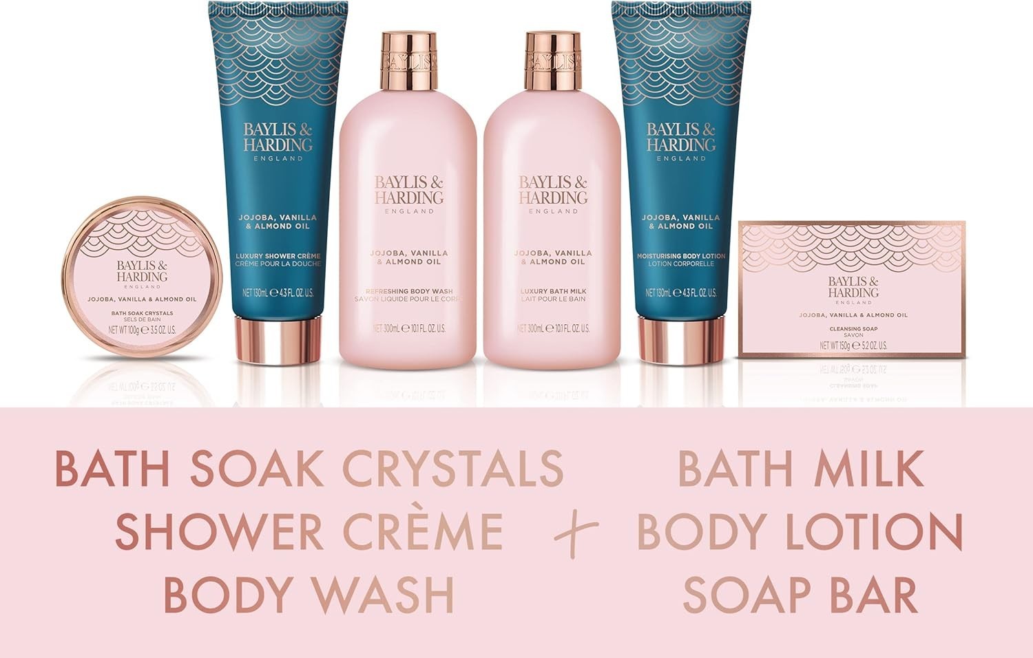 Baylis & Harding Jojoba Vanilla & Almond Luxury Bath Gift Set | Vegan Friendly by Baylis & Harding