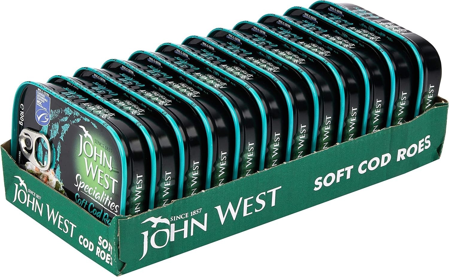 John West Soft Cod Roes 100g Tins (Pack of 12) – Premium Quality Canned Fish by John West
