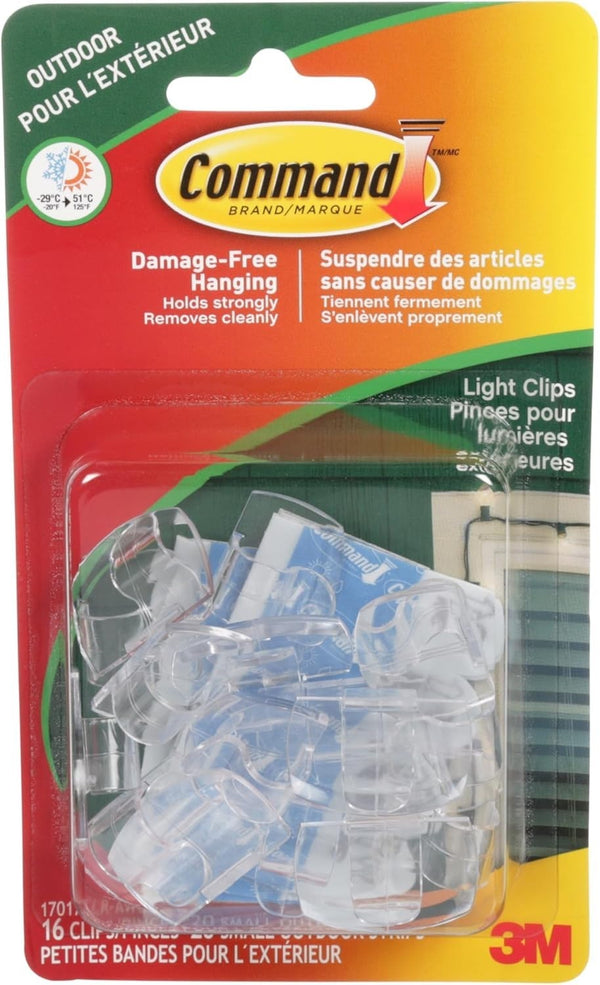 Command Clear Light Clips 16 Pack 20 All Weather Strips