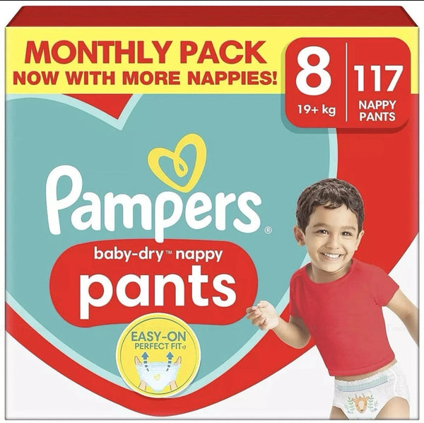 Pampers Baby-Dry Pants Size 8 (19+kg) Monthly Pack 117 Nappies