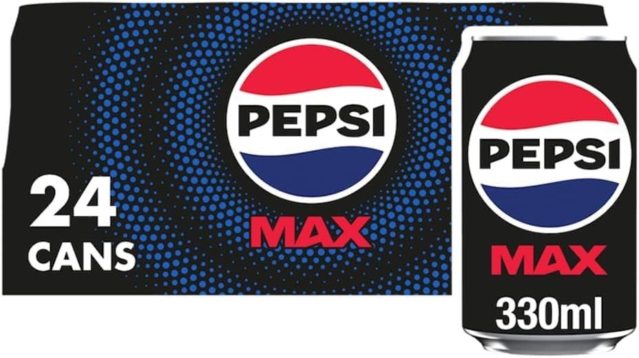 Pepsi Max No Sugar Cola Cans 24 x 330ml Low Calorie Soft Drink Multipack by Pepsi