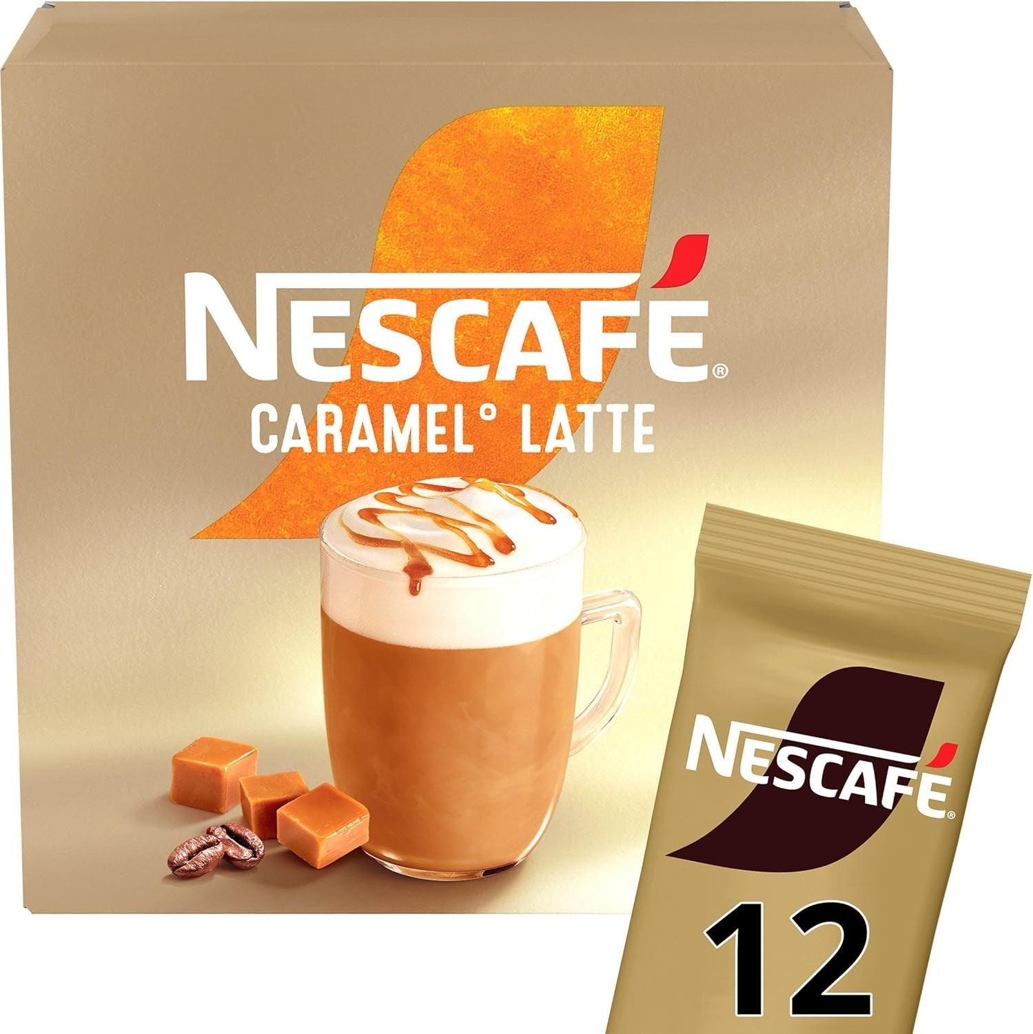 Nescafé Caramel Latte Instant Coffee Sachets 72 Pack (6 x 12) Creamy Latte by NESCAFÉ
