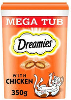 Dreamies Chicken Cat Treats Mega Tub 350g – Vitamins, Minerals, Low Calorie by Dreamies
