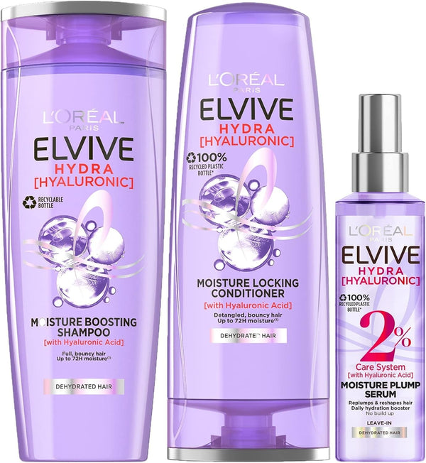 L'Oreal Elvive Hyaluronic Shampoo 500ml + Conditioner 400ml + Serum 150ml Set