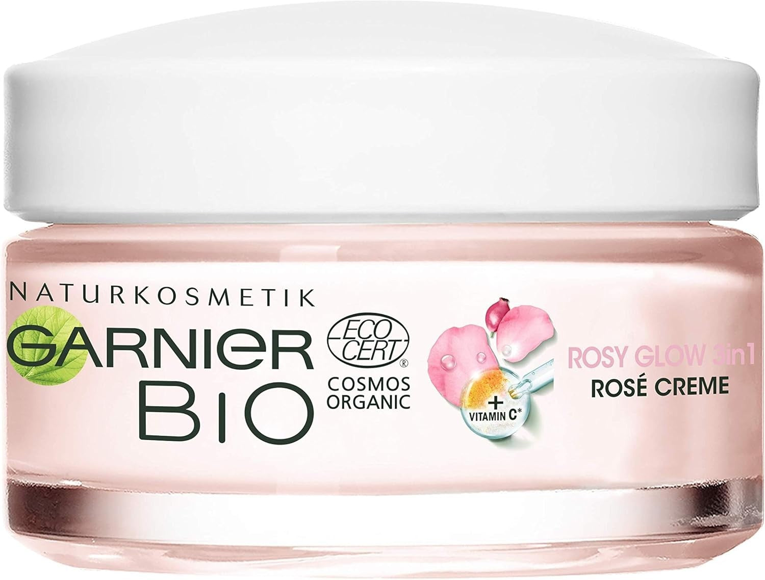 Garnier Bio Rosy Glow 3in1 Face Cream 50ml Rose Hip Oil & Vitamin C Moisturiser by Garnier