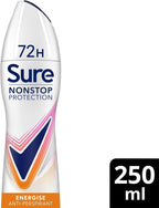 Sure Nonstop Energise Deodorant Spray Women 250ml Pack of 12 72H Protection by SURE