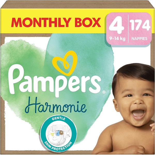 Pampers Harmonie Size 4 Nappies 174 Pack 9-14kg Monthly Baby Diapers Gentle Care