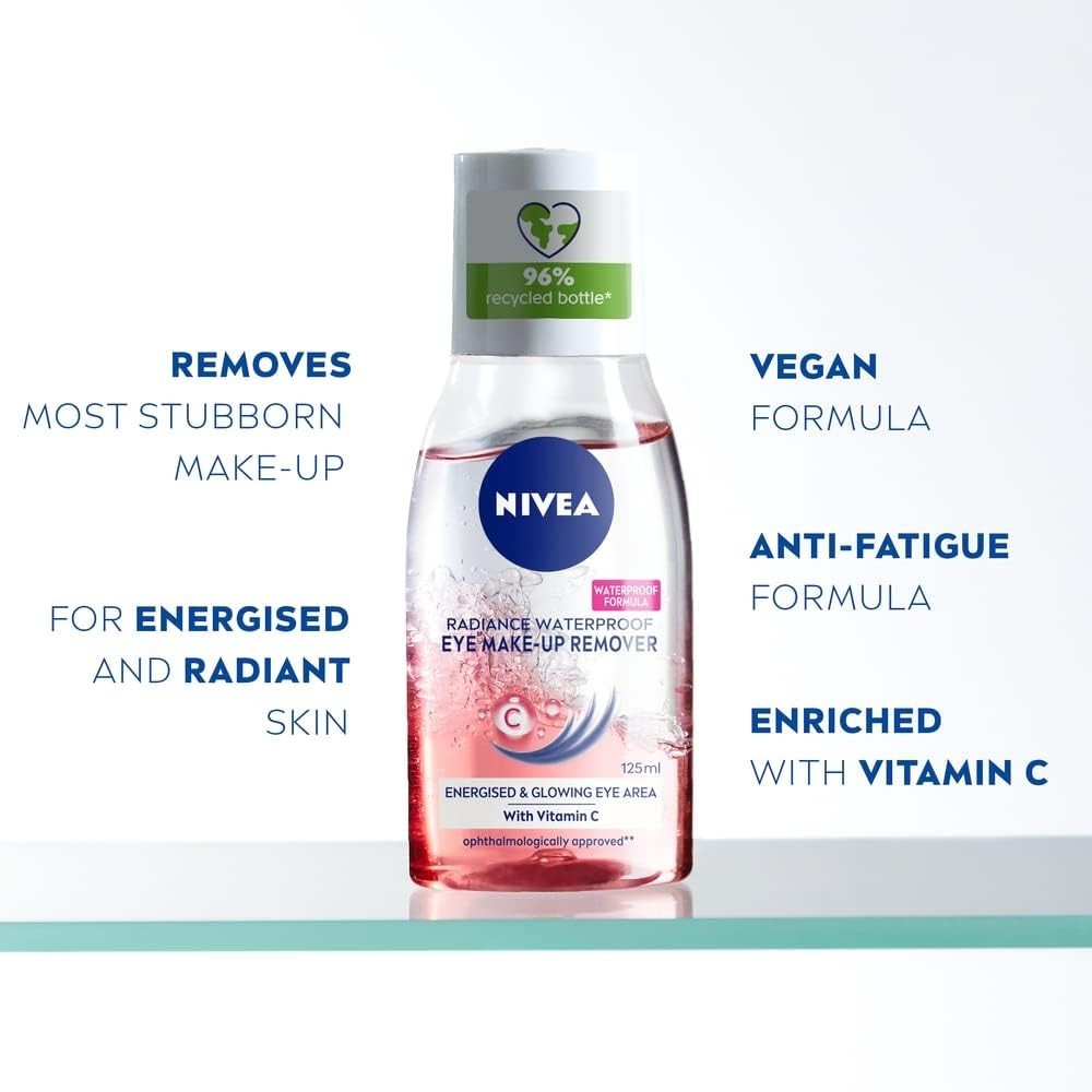 NIVEA Waterproof Eye Make Up Remover Gel Radiance 125ml Sensitive Skin Pink by NIVEA