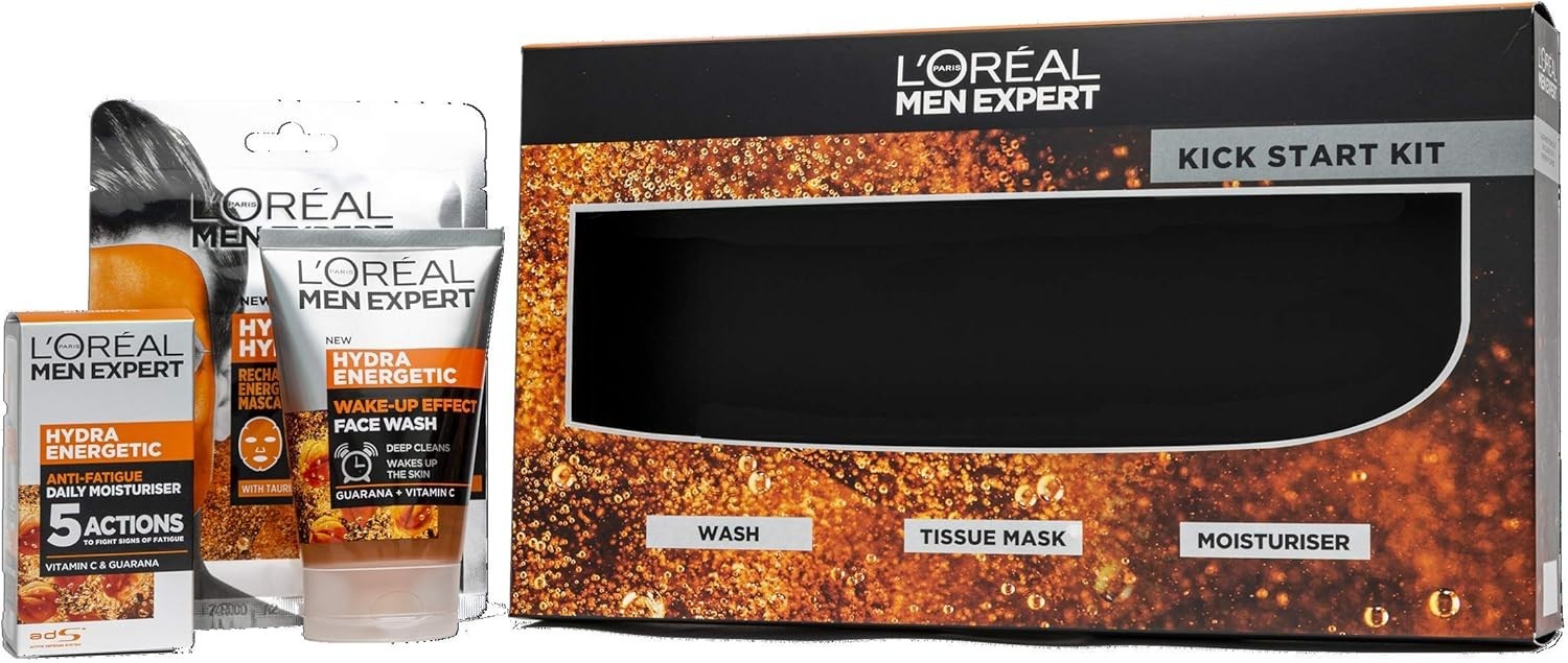 L’Oreal Men Expert Kick Start Gift Set | Face Wash Mask & Moisturiser for Men by ‎L’Oréal Paris men expert