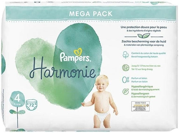 Pampers Harmonie Nappies Size 4 – Natural Baby Diapers 9-14kg | Gentle Skin Protection