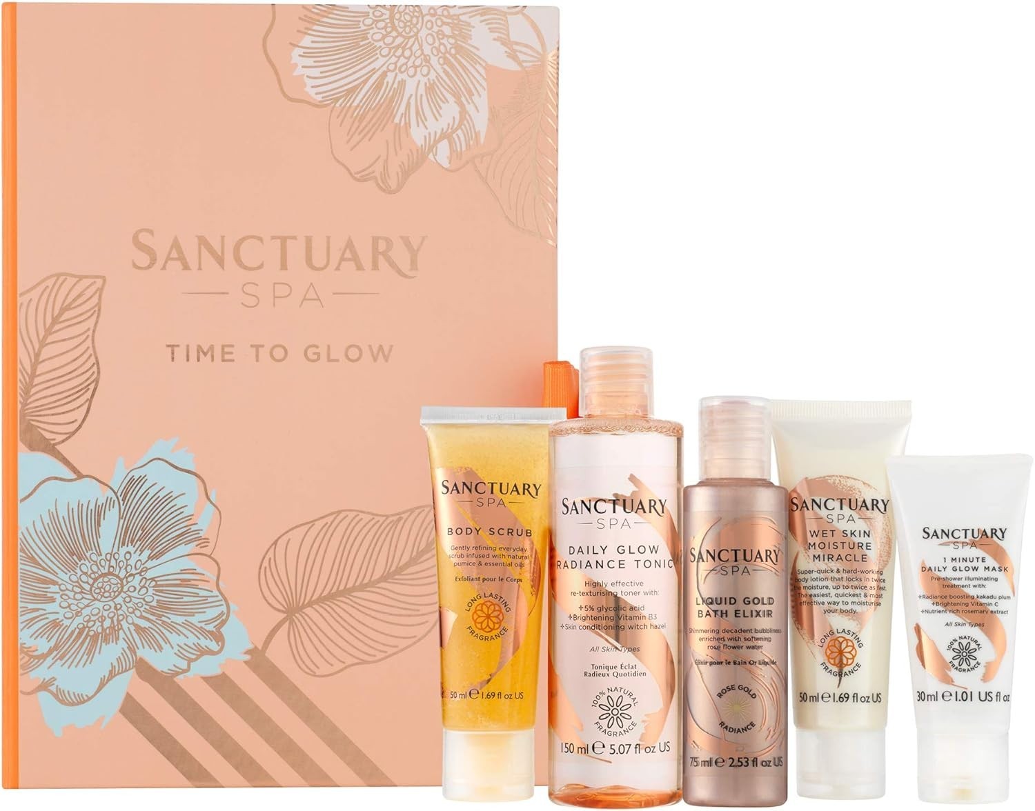 Sanctuary Spa Time to Glow Gift Set | Vegan Skincare for Women | Face & Body by Sanctuary