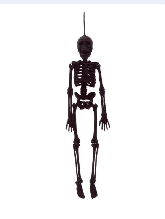 Halloween Mini Flocked Skeleton Decorations Black Hanging Party Props by Party