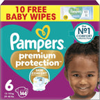 Pampers Premium Protection Size 6 Nappies 144 + Harmonie Aqua Baby Wipes 10pk by Pampers