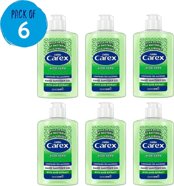Carex Aloe Vera Antibacterial Hand Sanitiser Gel 6x300ml