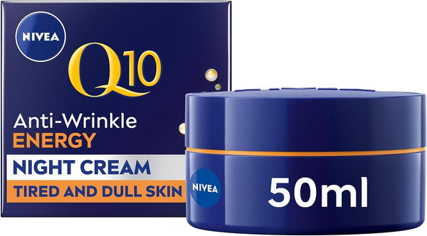 NIVEA Q10 Energy Night Cream 50ml with Vitamin C Anti-Wrinkle Moisturiser