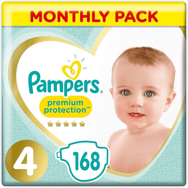 Pampers Size 4 Nappies - Leak Proof Baby Diapers Bulk Pack | 168 Count Absorbent