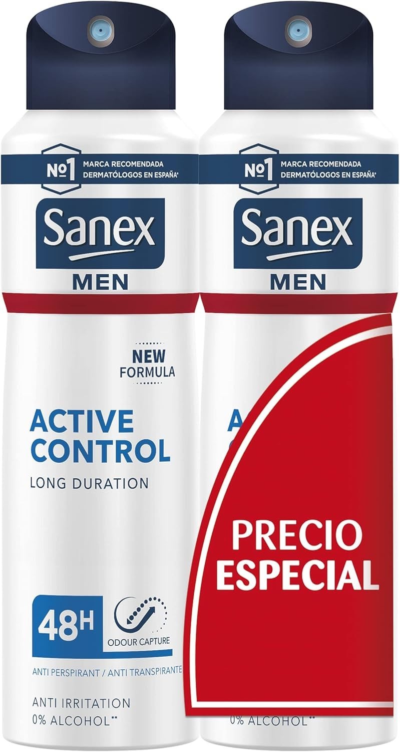 Sanex Active Control Men’s Deodorant Spray 200ml Pack of 2 All Day Protection by Sanex
