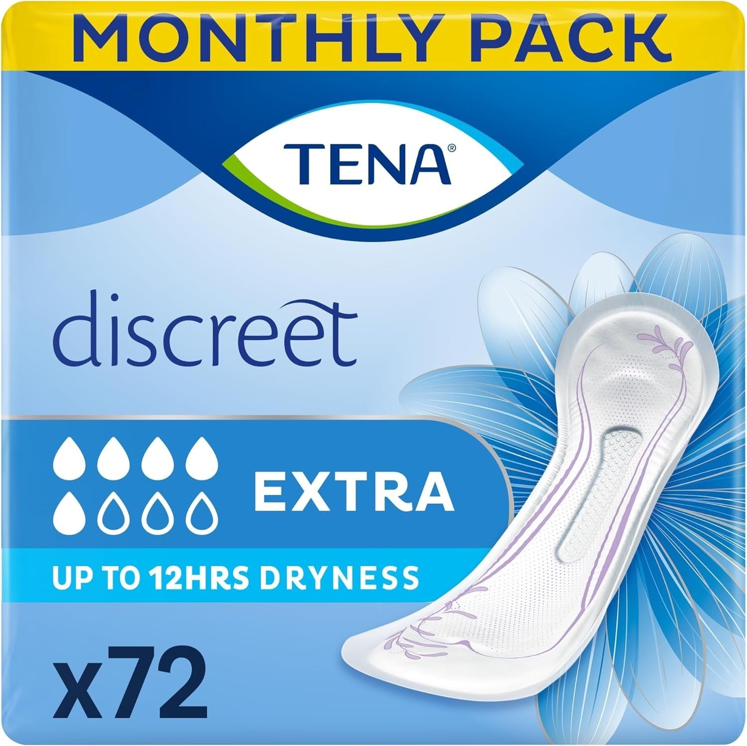 TENA Discreet Extra Pads Women | Incontinence Protection Medium | 72 Count by Tena