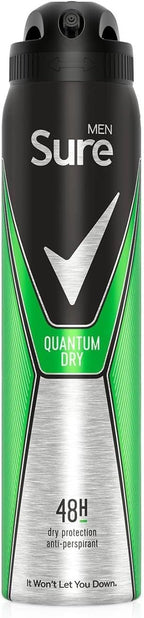 Sure Men Anti-Perspirant Deodorant Quantum 250ml Pack of 6 | Fresh Citrus Spray by SURE