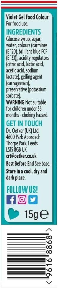 Dr. Oetker Extra Strong Violet Food Colour Gel 6x15g Coeliac Friendly Baking by Dr. Oetker